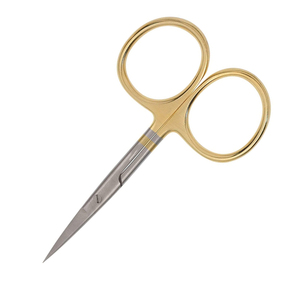 Ciseaux de pêche à la mouche en acier inoxydable de haute qualité de 4 pouces avec pointe hypodermique demi-finition dorée Ciseaux laser - Product Image 4