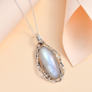 Collier pendentif en pierre de lune fait à la main en argent sterling gros bijoux en pierres précieuses pour les femmes cadeau unique pour son anniversaire de Pâques - Product Image 2