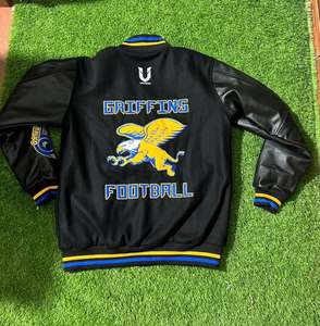Chaqueta universitaria personalizada para hombre chaquetas de fútbol con letras universitarias de retales al por mayor - Product Image 6