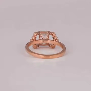 แหวนเพชรเจียระไนมรกต10/14/18KT โรสโกลด์ของขวัญแหวนหมั้นและแหวนแต่งงานที่มีสไตล์สำหรับผู้หญิง - Product Image 4