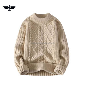 Suéter de Punto Trenzado para Hombre, 100% Algodón, Cuello Redondo, Premium, Cálido, Antiarrugas, Antiencogimiento, Antipilling, Grueso, para Invierno - Product Image 2