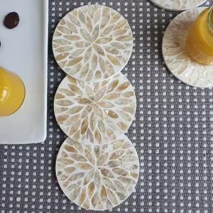 Design classique Nouveau Nacre Drink Coaster Set Sous-verre de service rustique avec une élégante caractéristique de nacre - Product Image 2