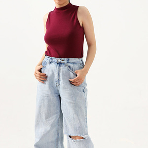 Tallas grandes, algodón/bambú transpirable algodón deporte tanque recortado ejercicio Fitness chaleco mujeres Yoga Crop Tank Tops cuello redondo - Product Image 6