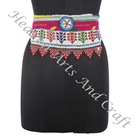Ceinture Vintage Danse du Ventre Perle Afghani Ceinture Traditionnelle Kuchi Tribal BB091A Vieux Banjara Réel Vintage À La Main Ceintures Perlées