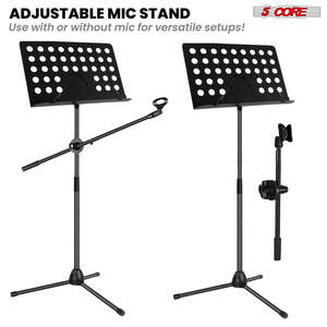 Support de musique 5-en-1 réglable pour bureau avec support micro, support de partitions portable en métal - Product Image 5