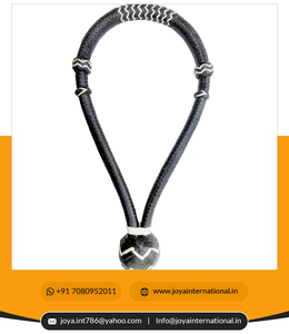 Bosal-tresse en cuir de peau brut-noir-blanc-stries plaquées BOD187 - Product Image 4