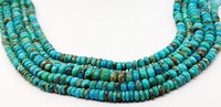 Perles de turquoise naturelle, véritable Arizona Kingman Turquoise lisse polie Rondelle plate ronde
