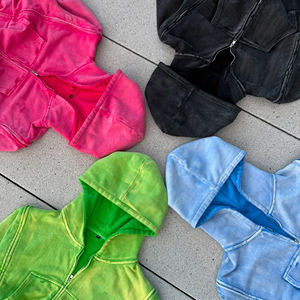 MOVATEXTILES Vente en gros de qualité supérieure 450GSM Heavyweight Men's Distressed Embroidery Basics Hoodies 100% Cotton Zip Up Hoodie - Product Image 1