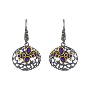 ต่างหูพลอยอเมทิสต์สีม่วงธรรมชาติแบบมินิมอลสำหรับผู้หญิงเครื่องประดับชั้นดี925เงินสเตอร์ลิงสีเงินแท้เครื่องประดับแฮนด์เมดสำหรับเด็กผู้หญิง - Product Image 3