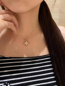 Collar con Colgante de Trébol de Cuatro Hojas en Oro de 14K con Diamante Cultivado en Laboratorio para Mujer, Joyería Fina, Regalo de San Valentín, Cadena con Colgante - Product Image 5