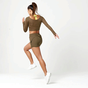 92% Polyester 8% Elasthanne Femmes Dark Olive Lab 360 Never Stop 2 En 1 Short avec Doublure Intérieure Compressive Respirant - Product Image 5