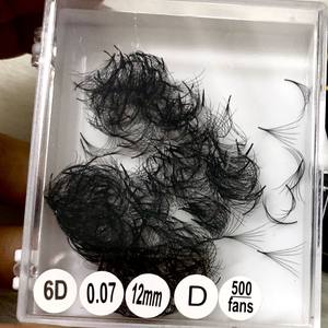 ขนตาปลอมคุณภาพสูงจากผู้ผลิตชั้นนำ แบบ C/CC/DD/M/L Curl Volume  ทำมือ สีดำด้าน ฐานบาง  แบบพัดสำเร็จรูป 3D-8D - Product Image 3