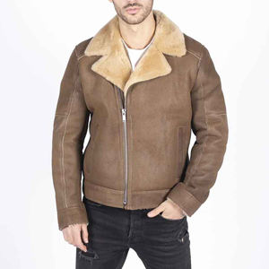 Vente en gros de blouson d'aviateur de haute qualité en laine véritable blouson d'aviateur d'hiver en peau de mouton en cuir véritable pour hommes - Product Image 1