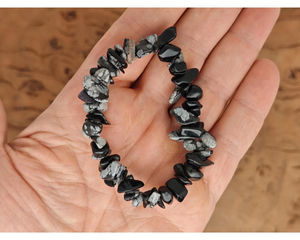 Bracelet en obsidienne flocon de neige sculptée, pierre naturelle tendance, cristal de guérison, éclats de gravier, porte-bonheur pour hommes et femmes - Vente chaude - Product Image 3