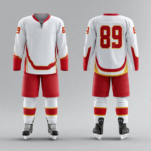 Uniformes de hockey sur glace surdimensionnés, maillots de hockey personnalisés imprimés, ensembles de shorts de hockey sur glace, entraînement, jeu, uniforme de hockey sur glace - Product Image 5