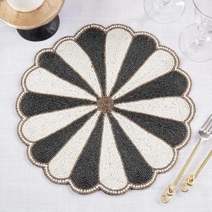 Manteles individuales de tela con cuentas redondas hechas a mano para mesa de comedor boda Navidad y reuniones familiares para fiestas - Product Image 4