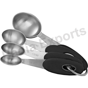 <b>Measuring</b> Spoon 4 Pieces <b>Measuring</b> Spoon Black Nylon Handle - Product Image 1