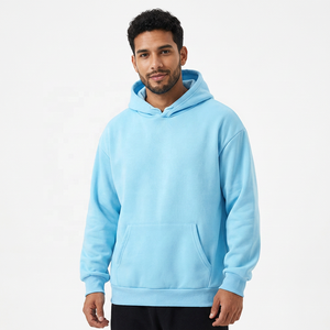 Sudadera con Capucha para Hombre, Color Azul Claro, Estilo Casual, con Bolsillos, Tejido de Punto, Corte Regular, Color Sólido, para Otoño - Product Image 4