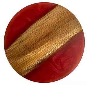 Durable fiable rojo caliente Color epoxi madera Lazy Susan servidor cargador vajilla elegante plato de servir ecológico para más - Product Image 2