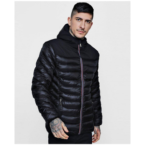 Veste matelassée en toile personnalisée pour homme, vente chaude, manteau chaud, col montant, bande côtelée sportive, imperméable, coupe-vent, respirant, style urbain - Product Image 3