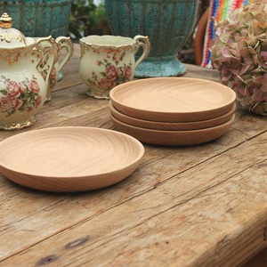 Ensemble de 6 à 10 assiettes en bois non finies, peintes à la main, non toxiques, assiettes à dîner en bois classiques, assiettes de pique-nique, plateaux de service pour le petit-déjeuner - Product Image 6