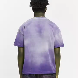 Boxy Fit Ringer T Shirt for Men <b>100</b>% Cotton Short Sleeve Tee with Screen Print Acid Wash & Sun Faded Thermal Finish - Product Image 5