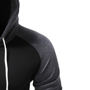 ผู้ชายสีการจับคู่แขน Raglan เชือกรูดซิปเสื้อกันหนาวหมวกผ้าฝ้าย 100% กรดล้างฝรั่งเศสเทอร์รี่สีบล็อก Hoodies - Product Image 6