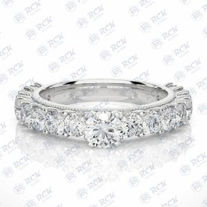 0,90 TCW redondo brillante corte solitario con acentos Moissanite anillo para mujer/anillo de regalo de aniversario banda para amor regalo de cumpleaños - Product Image 5