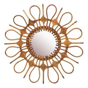 Miroir mural rond en rotin de taille personnalisée, cadre en rotin, miroirs décoratifs, canne naturelle pour la décoration intérieure - Product Image 1