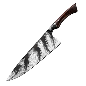 Couteau à lame fixe en acier inoxydable Eatching On Blade Couteau de chef avec manche en bois Cadeau pour votre anniversaire Idée cadeau de Noël. - Product Image 1
