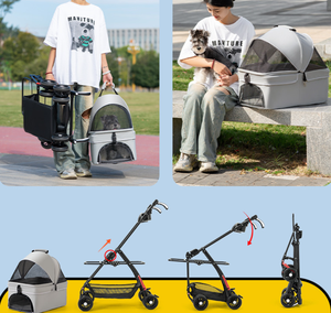 Honden Kinderwagen Wagen Carrier 4 Wielen Grote Afneembare Huisdier <span class=keywords><strong>Trolley</strong></span> Voor Hond Opvouwbare Hond En Kat Draagbare Huisdier Drager Voor Reizen - Product Image 2