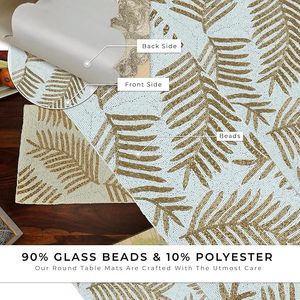 Handmade Decorative Beaded <b>Runner</b> Embroidered Leaves Design Knitted Technique Hotel Use Elegant <b>Dining</b> <b>Table</b> Mat Wedding Parties - Product Image 3