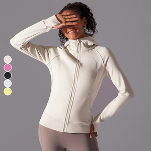 Veste de sport épaisse et chaude pour femmes nouvelle couleur unie décontracté en plein air Yoga formation Fitness veste épaissie sweats à capuche chauds pull - Product Image 1