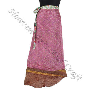Wholesale Saree Wrap <b>Skirts</b> Indian Wrap <b>Skirts</b> Wholesale Women Wear Vintage Silk Sari Long Length Wrap Around <b>Skirt</b> 2 Layer - Product Image 4
