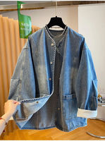Veste en jean moderne pour femme, décontractée et élégante, manches courtes bouffantes, doublure 100% coton, rayures tricotées, écologique, personnalisable