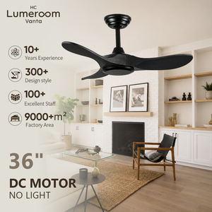 USA In Stock 36 Inch Black Solid Wood <b>Ceiling</b> <b>Fan</b> without Light Quiet Reversible DC Motor <b>Remote</b> <b>Control</b> for Bedroom Living Room - Product Image 1