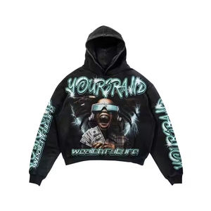 "Winter Eco-Friendly 3D Puff Printing Oversized Hoodie & Joggers Set 100% Cotton Streetwear Chándal" - Product Image 2