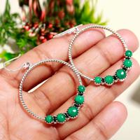 Boucles d'oreilles pendantes grandes en argent sterling avec pierre précieuse malachite, style bohème vintage, pour femmes et jeunes filles, idéales pour les mariages