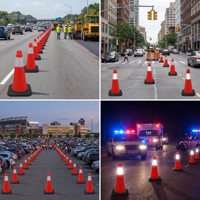 Cône de signalisation routière en PEHD de 50 cm (20 pouces) pour parking, cône de sécurité en plastique rigide de 500 mm, cône d'avertissement haute intensité