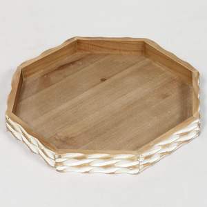 Plateau décoratif en bois de ferme, plateau de service rustique, plateau pour pouf, table basse, comptoir de cuisine, artisanat, présentoir (octogone) - Product Image 2