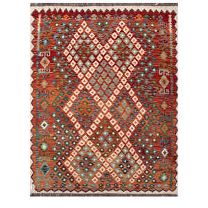 Alfombra Kilim de Maimana, Afganistán, 207 x 162 cm, Alfombras y Conjuntos Tradicionales Afganos - Product Image 1