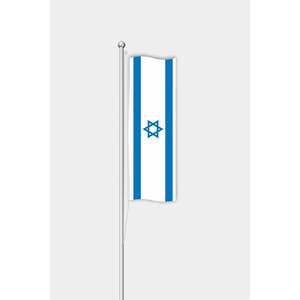 Bandera vertical de Israel para exhibición en exteriores, impresa digitalmente en poliéster y seda, con asta de aluminio. - Product Image 1