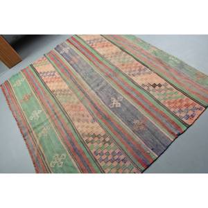 Tapis turc traditionnel grande surface Rectangle Patchwork Design Style classique vert Orange 5.9x5.2ft tapis de chambre en latex de laine - Product Image 2