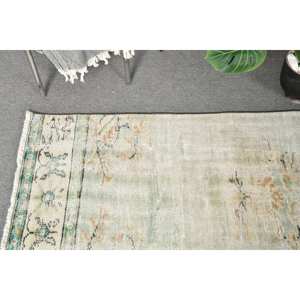 Vintage 23X94 pies verde Beige alfombra turca clásica área grande lana rectángulo abstracto Patchwork patrón látex para uso en el pasillo - Product Image 3