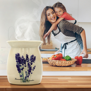Lámpara de Perfume de Cerámica Aromatika Lavanda, Quemador de Aceite Esencial con Base Blanca, No Tóxico, Esmaltado, Ecológico, para Aromaterapia - Product Image 4