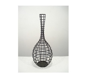 Vase de sol haut lisse en fer noir pour la décoration - Product Image 3