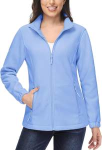 Chaqueta de lana de manga larga ligera para mujer, algodón cálido suave esencial de invierno con bolsillos con cierre de cremallera de talla grande - Product Image 3