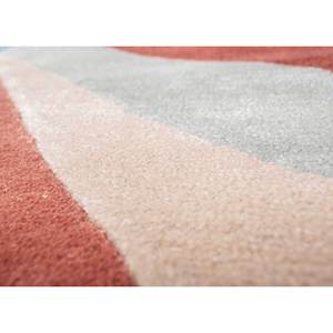 Alfombras de Lana y Viscosa Hechas a Mano, Alfombra Rectangular Abstracta con Rayas Geométricas Rojas y Naranjas para el Hogar, Pasillo, Modelo TNQ-1126 - Product Image 3