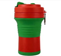 Mug de voyage pliable en silicone personnalisé de 550 ml, réutilisable, de qualité alimentaire, anti-fuite, sans BPA, compatible lave-vaisselle et micro-ondes, Noël