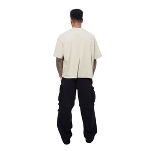 Longline OEM Streetwear Clothes <b>Down</b> Shoulder Men's Wear T-Shirt Fashionable Plain Blank Oversize Baggy Breathable Plus Size - Product Image 2